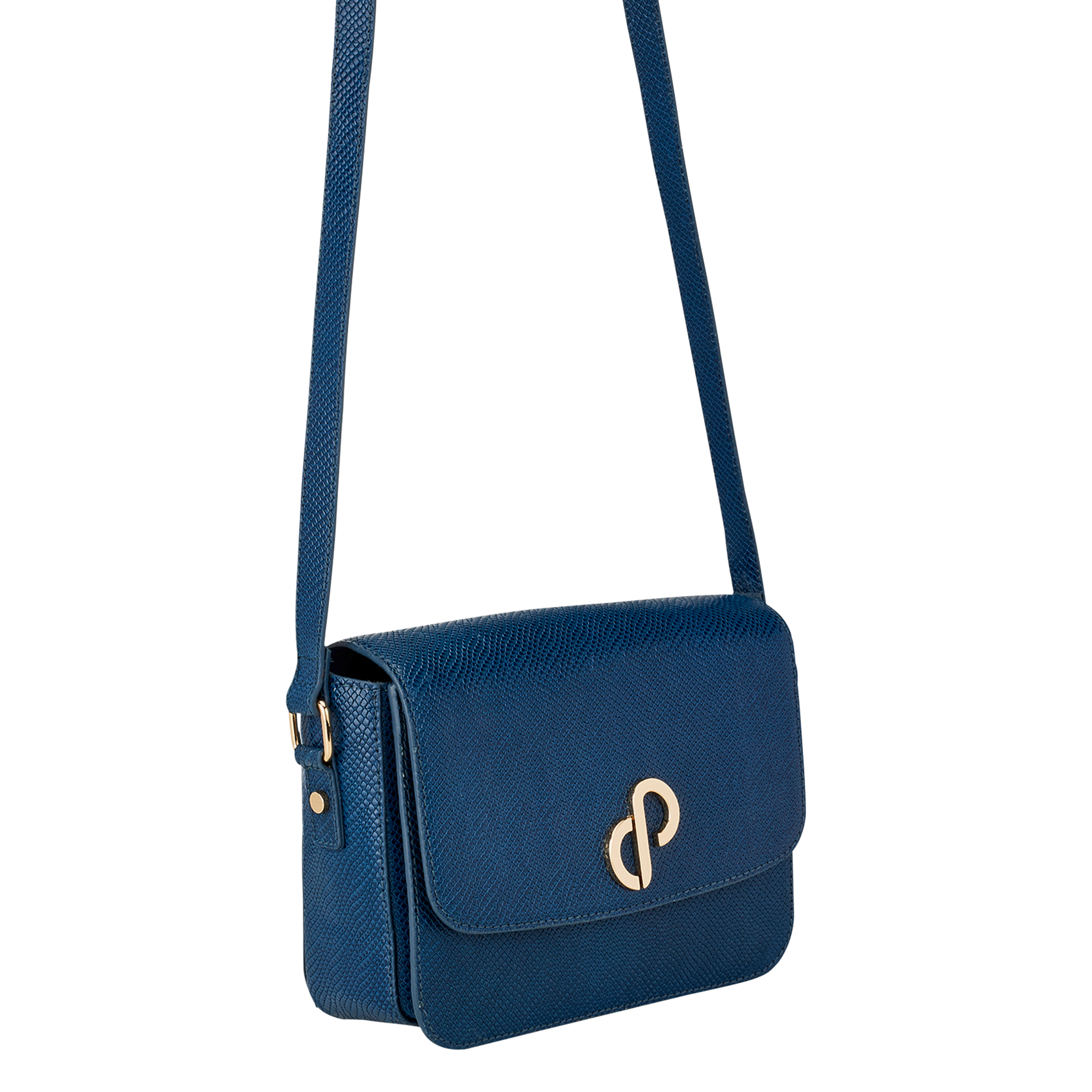 AUDE - Sac bandoulière en cuir embossé| Bleu