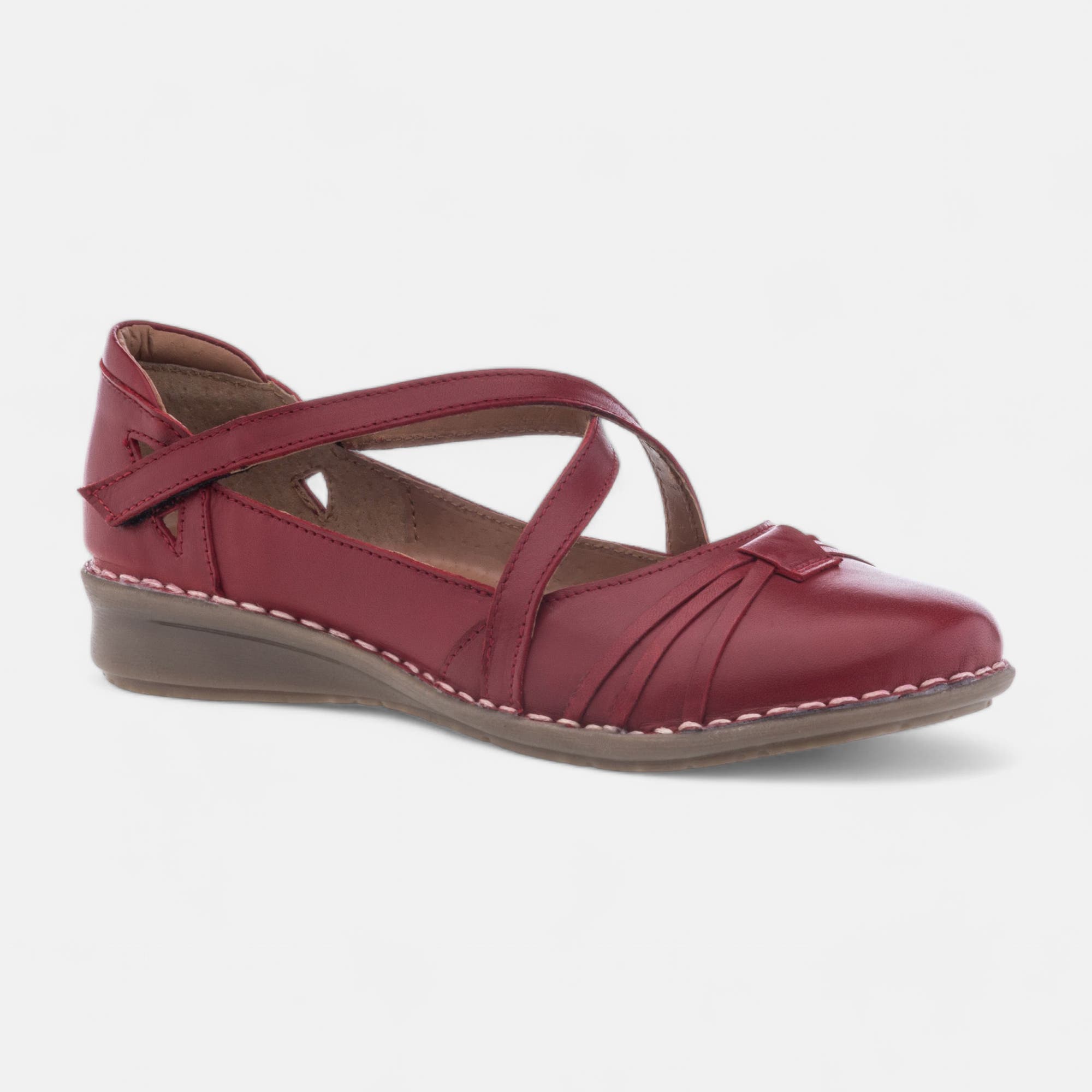 Ballerines Femme en cuir rouge