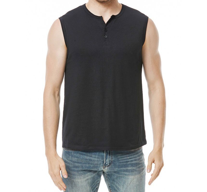 FORSETI - Henley tanktop met ronde hals en effen patroon