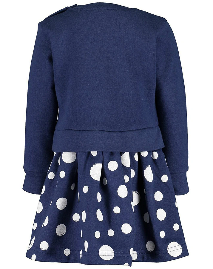 Sweatkleid HAPPY AUTUMN gepunktet in dunkelblau