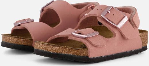 Birkenstock Kid's Milano AS Birkibuc Sandalen Narrow bruin roze