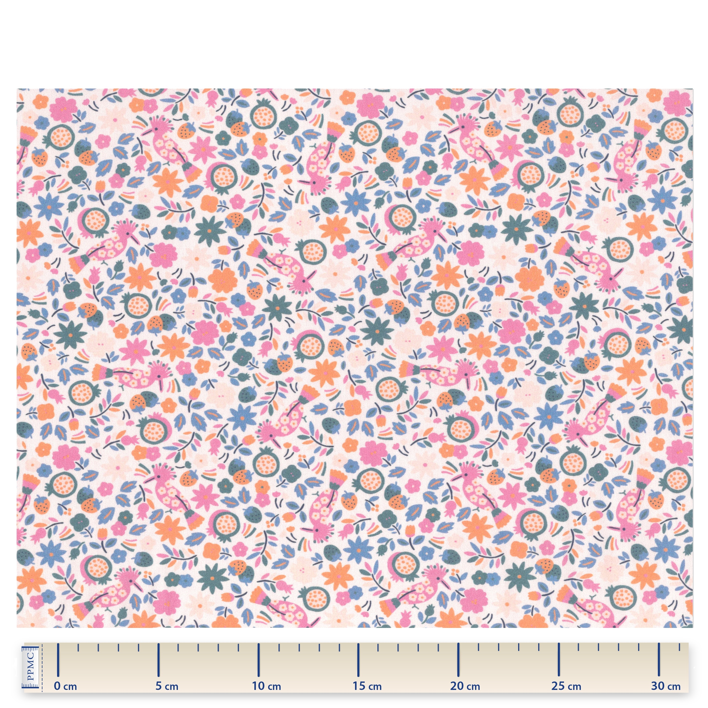 Coupon Tissu 1 M Ex2308 Huppette Fleurie Rose