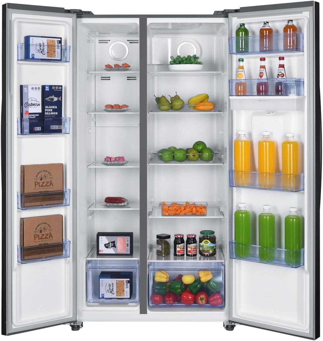 PKM Side by Side KS6.12D | Inbox Design | 288 Liter Kühlen | 151 Liter Gefrieren | Energieeffizienzklasse D |Display & Touch Control | Wasserspender |ECO-Modus |229 kWh | Freistehend