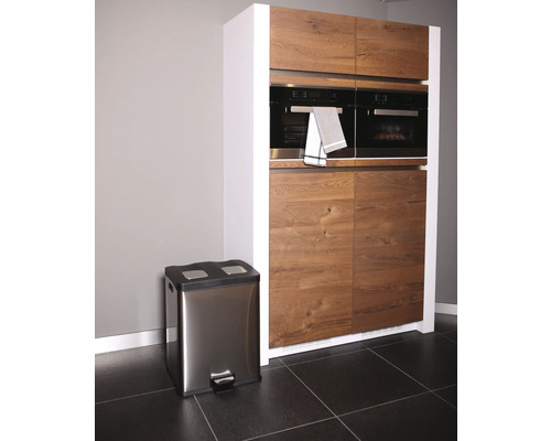 EKO Rejoice pedaalemmer, 2 compartimenten (2 x 30 l), roestvrij staal, mat