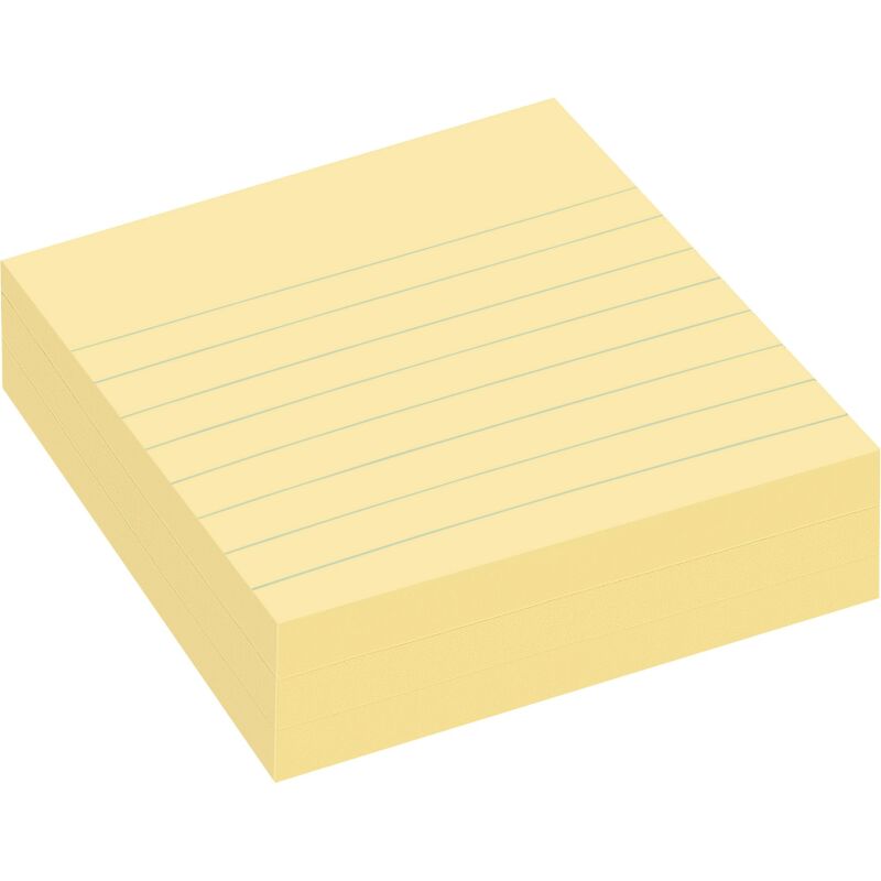 Notes lignées repositionnables couleurs jaune Super Sticky Post-it 101 x 101 mm - bloc de 70 feuilles