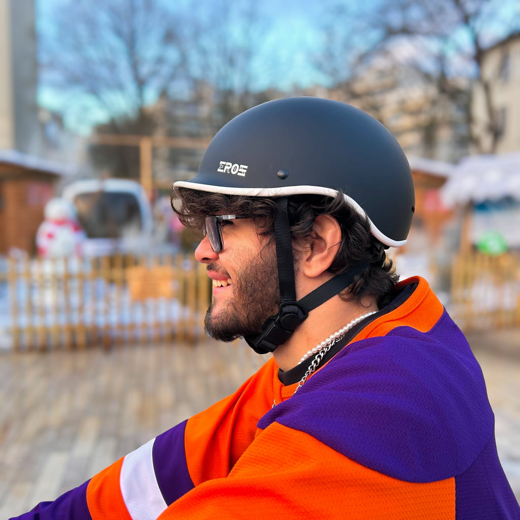 Casque Eroz Vintage Collection pour Trottinette Electrique et Vélo (Bleu\/Noir)