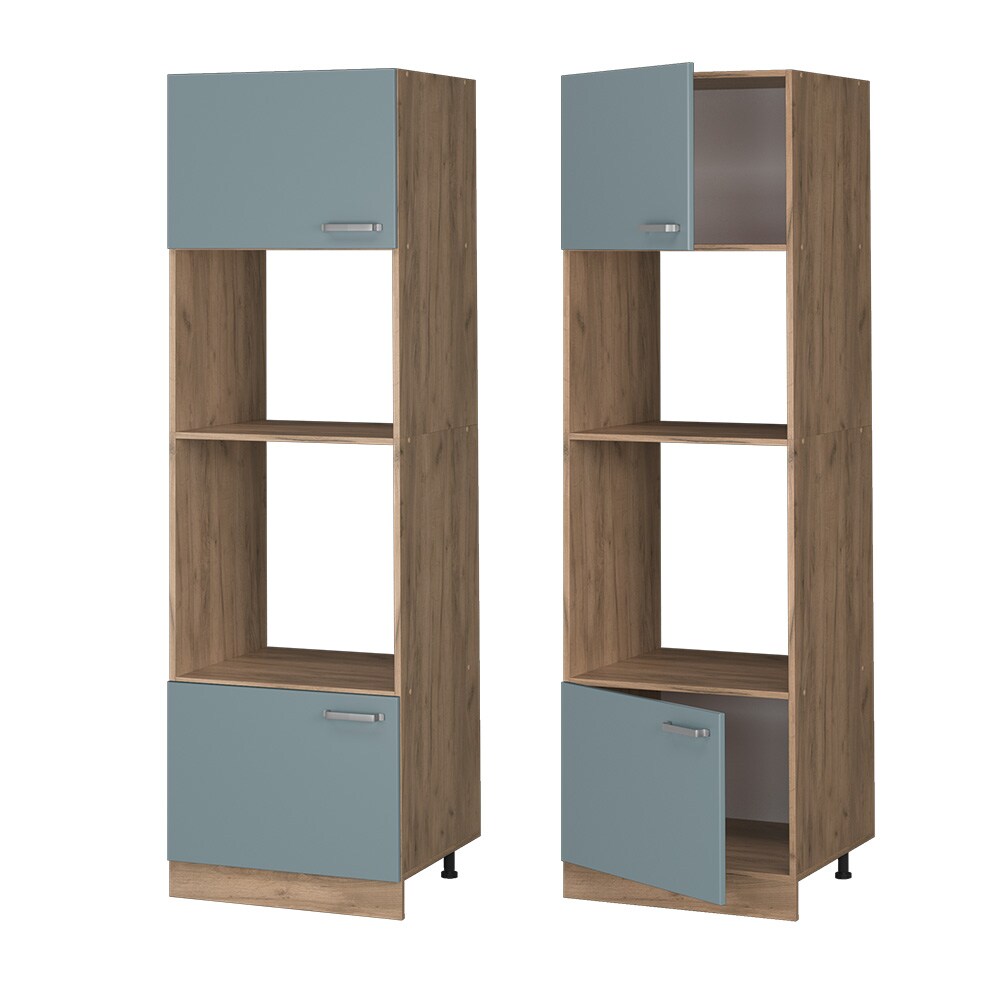 Vicco Mikrowellenschrank Küchenschrank R-Line Solid Eiche Blau Grau 60 cm modern