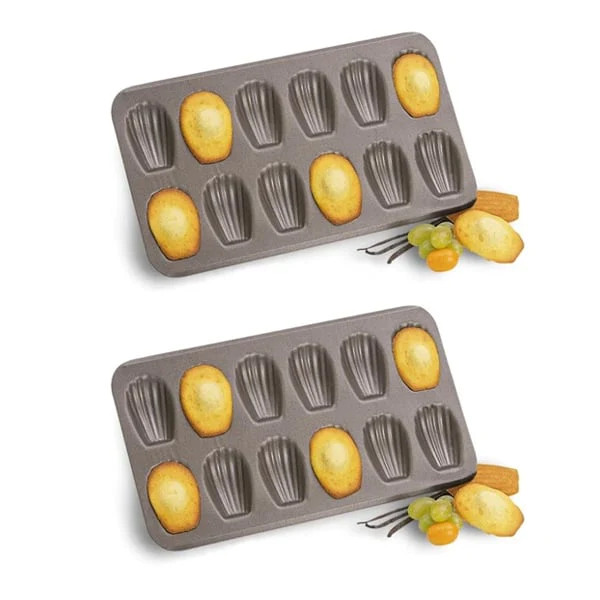 Lot de 2 plaques 12 madeleines revêtu anti-adherent Mathon