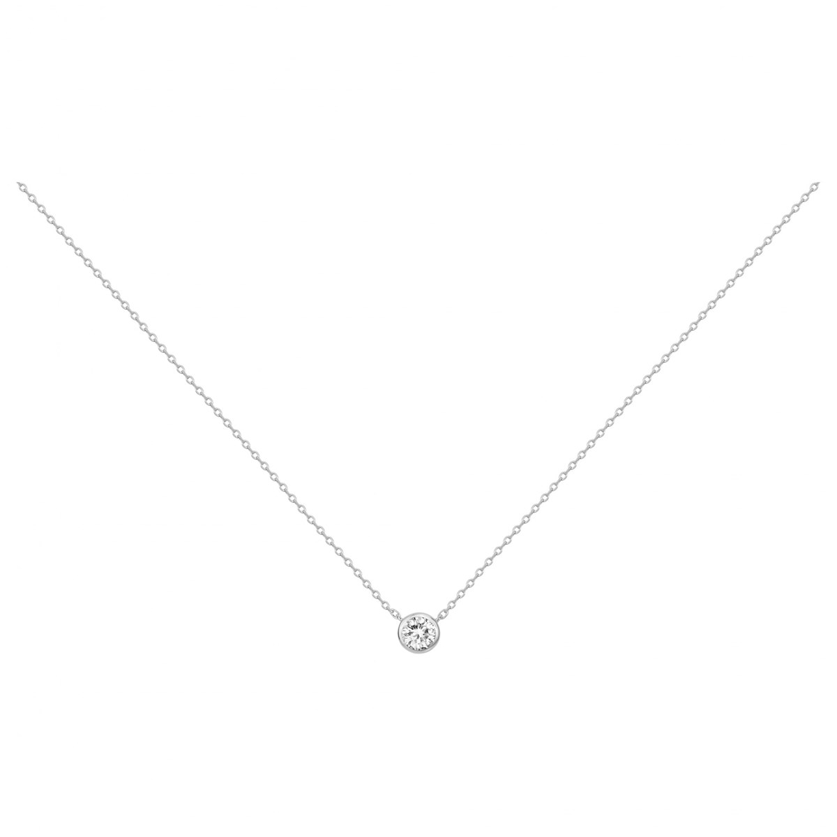 Collier mono-motif en Argent avec oxyde de zirconium blanc