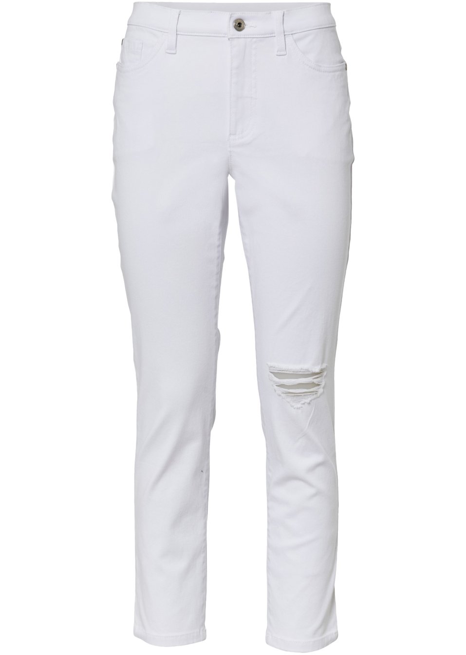 Pantalon twill Mom avec effet destroy