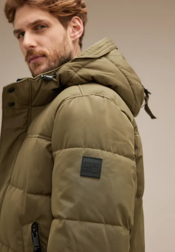 Steppjacke mit Kapuze - burnt olive
