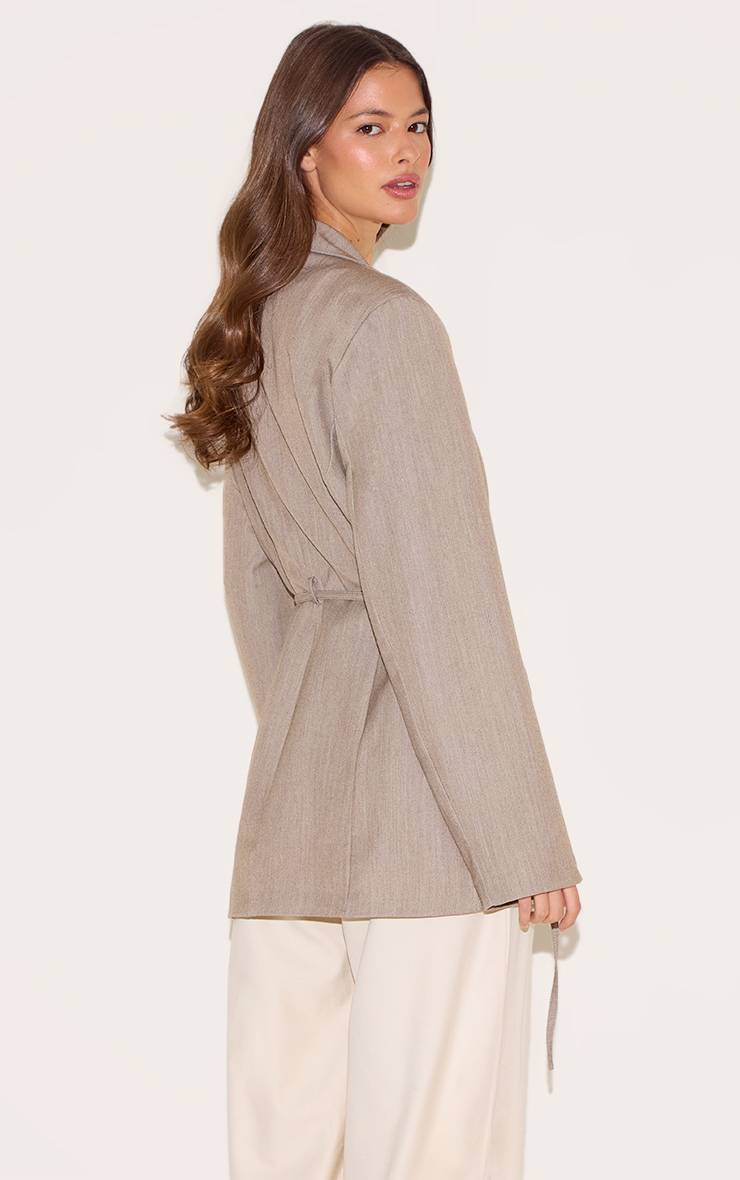 Beige Blazer Avec Détail Ceinture