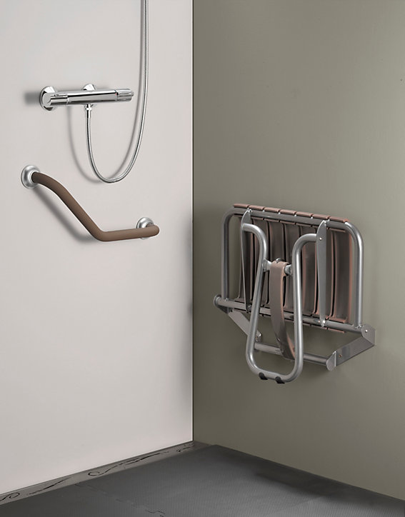 Siège de douche large lattes taupe Godonier