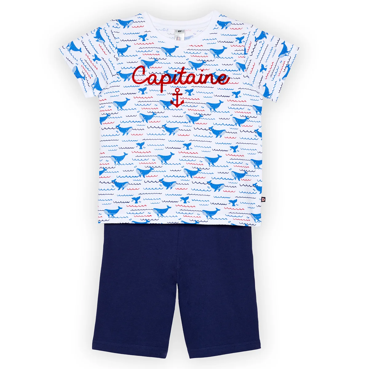 Pyjashort garçon BALEINE blanc/marine