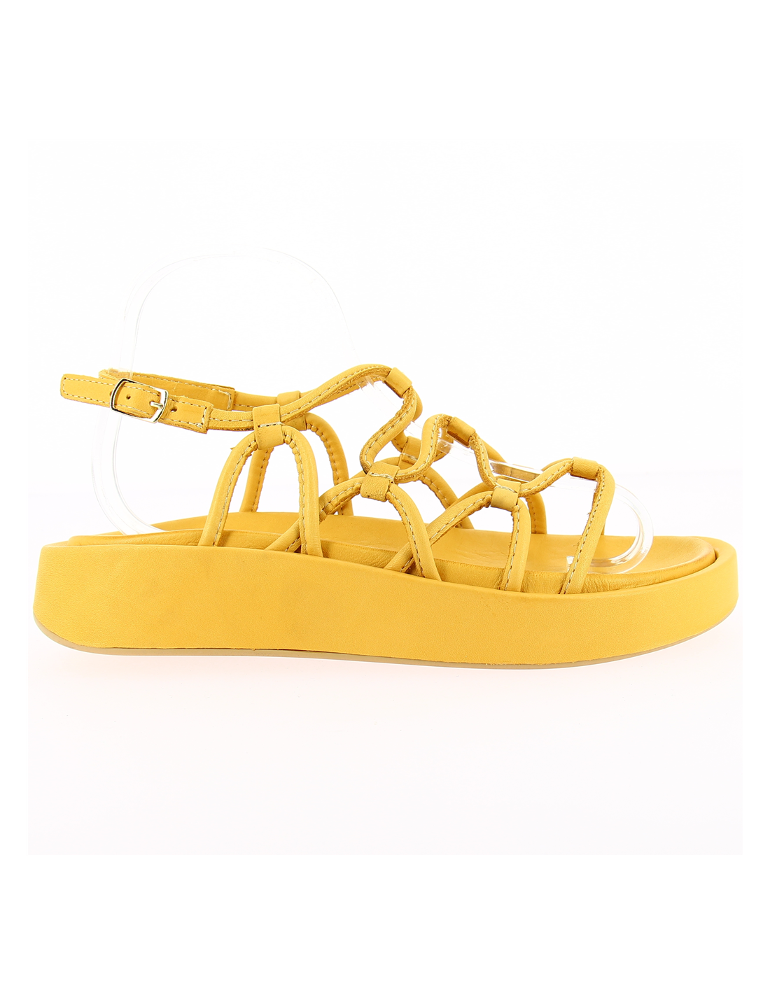 mosaic Sandales compensées femme Yellow cuir jaune