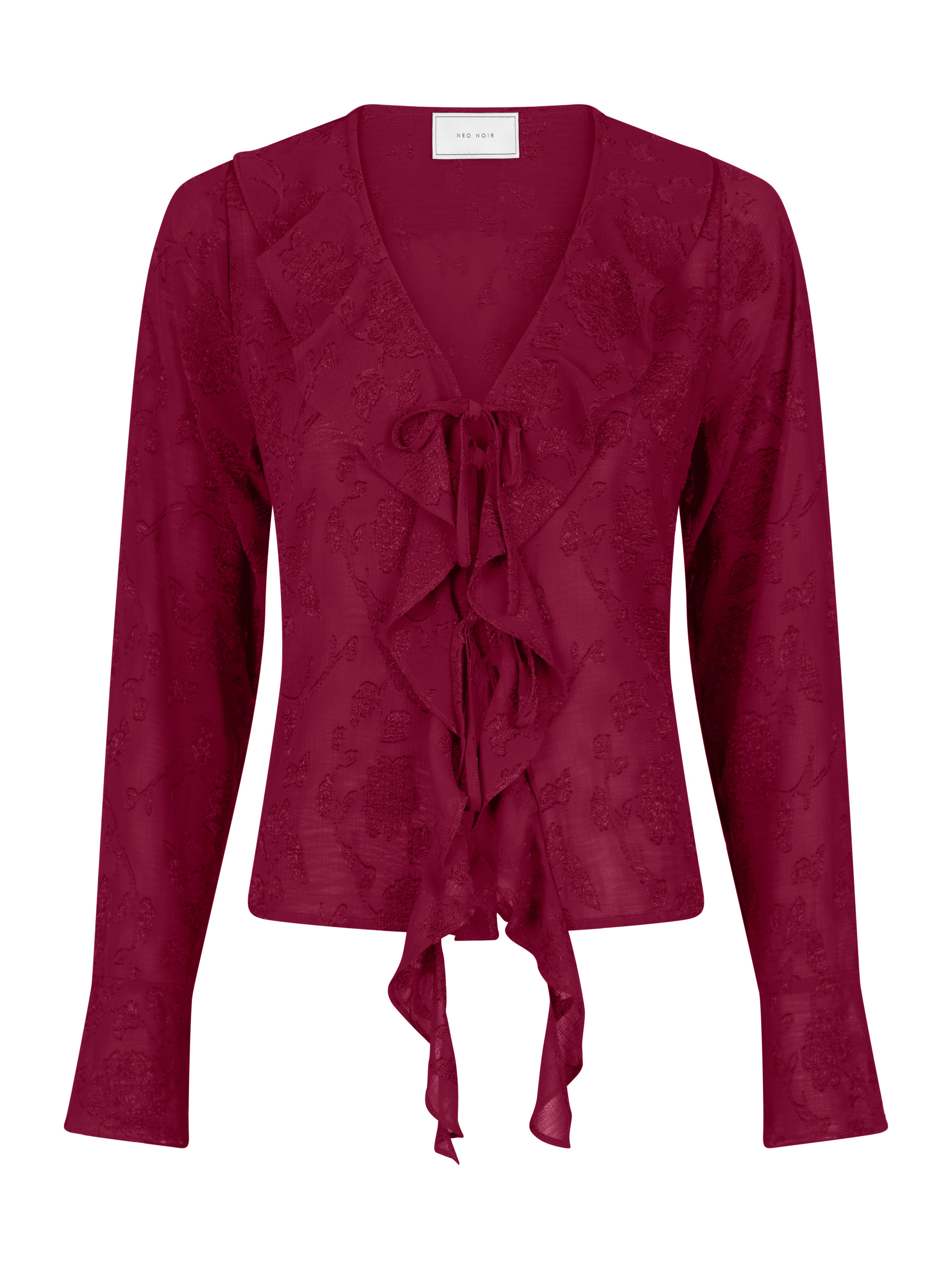 Neo Noir  Anika Burnout bluse - Burgundy