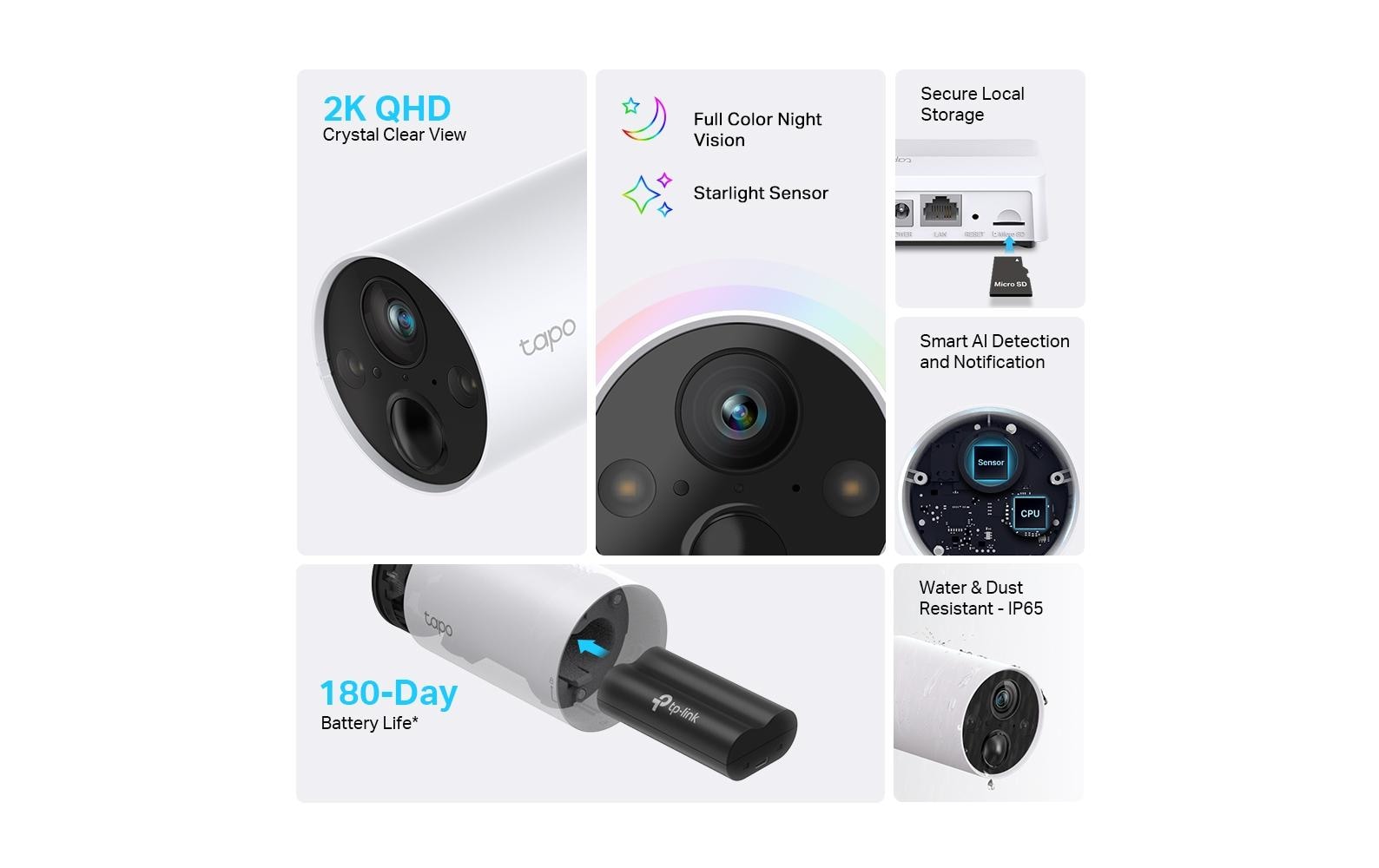 Überwachungsset Tapo C420S1Überall installieren mit langer Batterielebensdauer Smart Wire Free Security Camera System