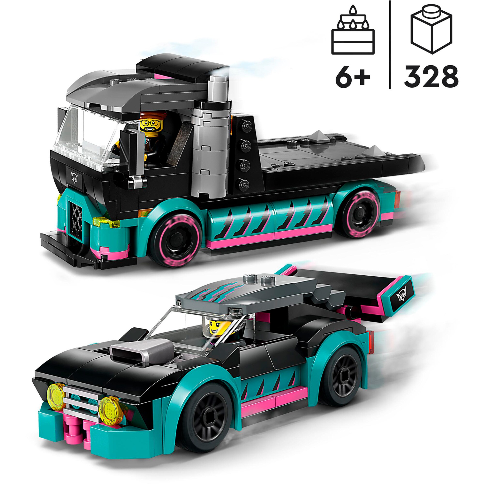 LEGO Konstruktionsspielzeug City Autotransporter mit Rennwagen