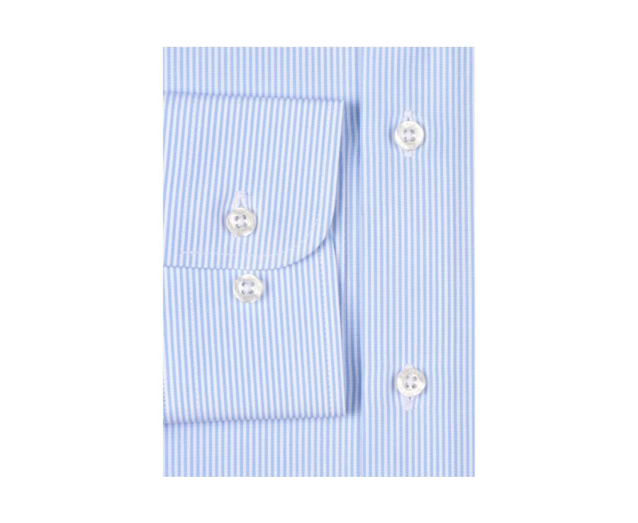 Chemise coton à fines rayures bleu clair - GASPARD CLASSIC