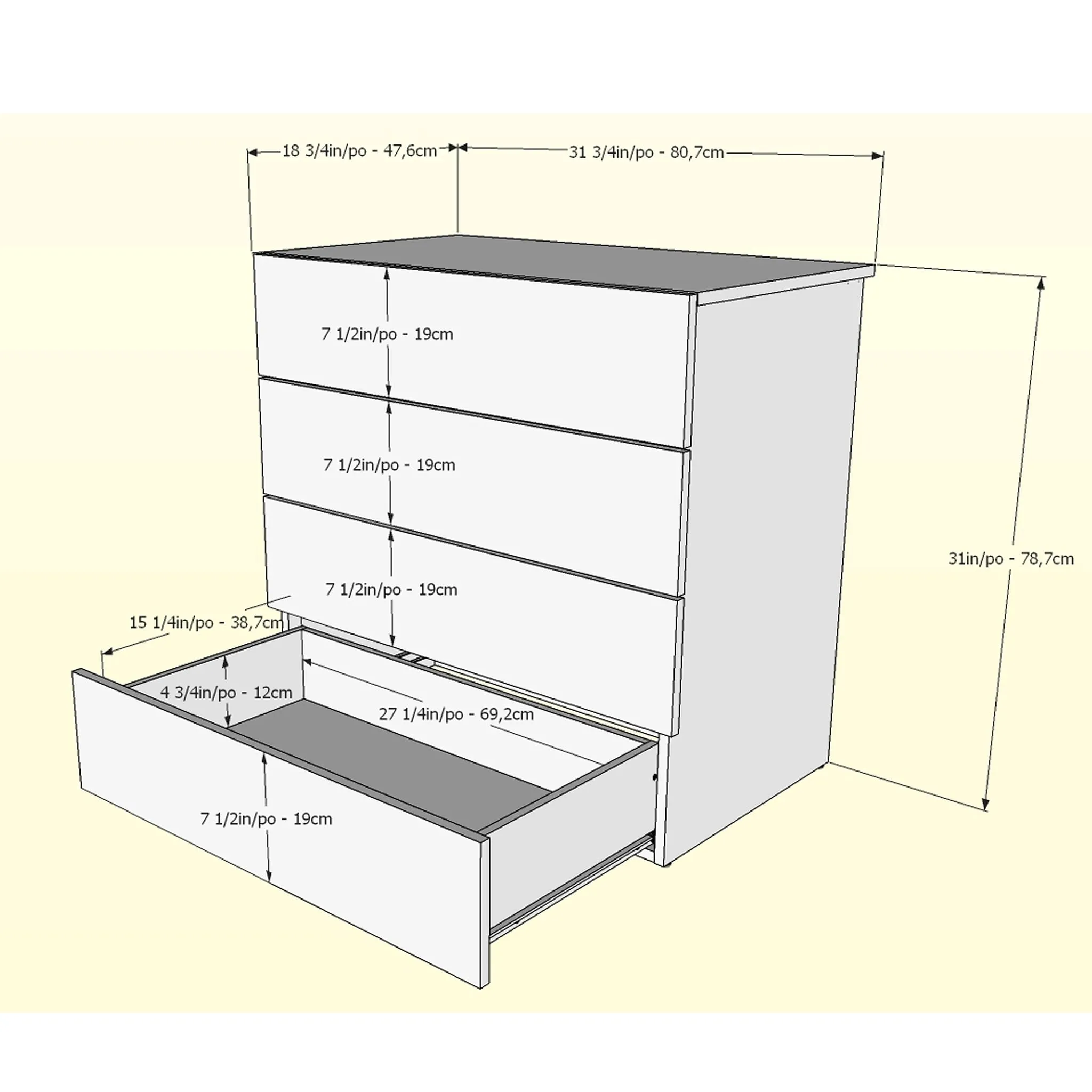 Nexera Bureau 4 Tiroirs Arcadia - Truffe