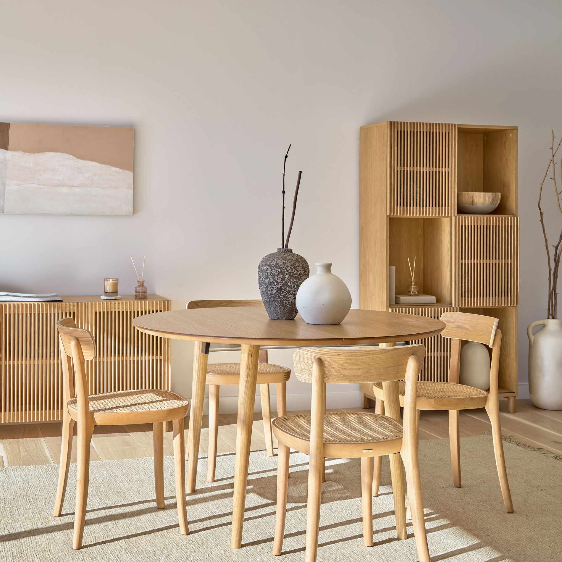 Kave Home Oqui Eettafel Uitschuifbaar Rond - 120/200 x 90 cm - Eiken