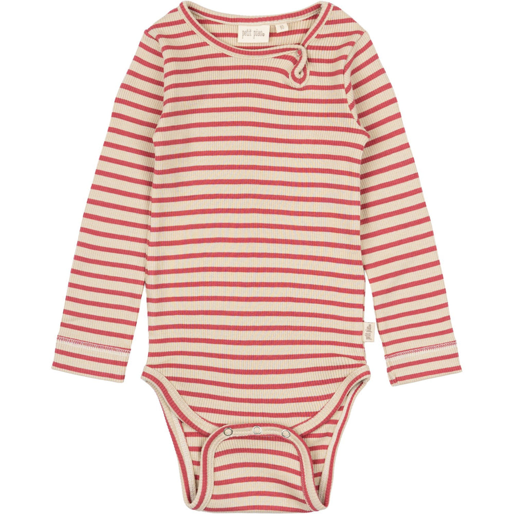 Køb Petit Piao Light Berry/Dark Off White Body L/S Modal Striped