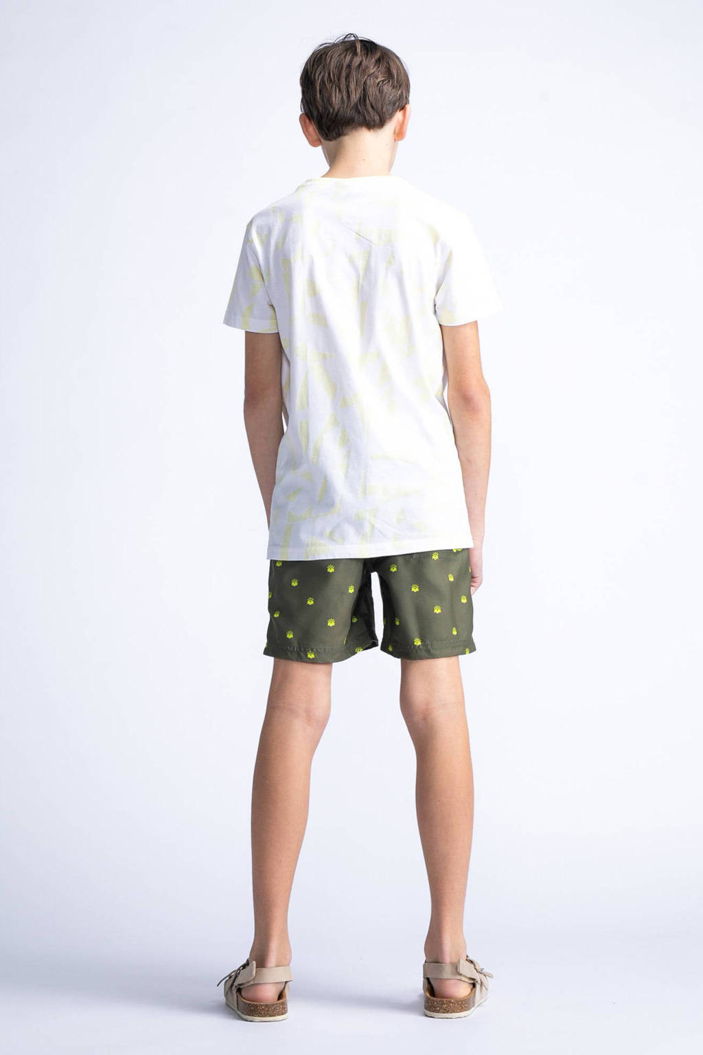 Petrol Industries T-shirt met all over print geel/wit