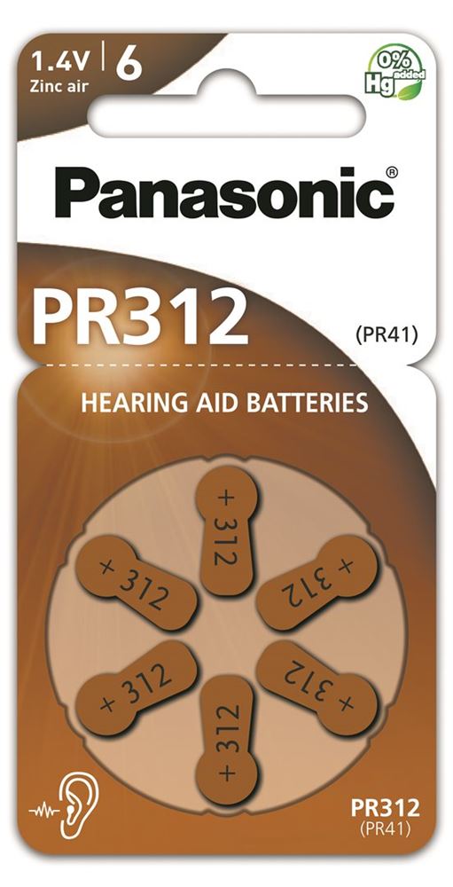 PANASONIC Hörgerät Batterien<br>6 Stück, Blister, 312