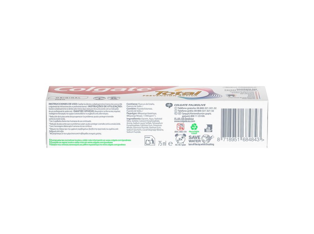 PASTA DE DENTES PROTEÇÃO TOTAL ORIGINAL COLGATE 75ML