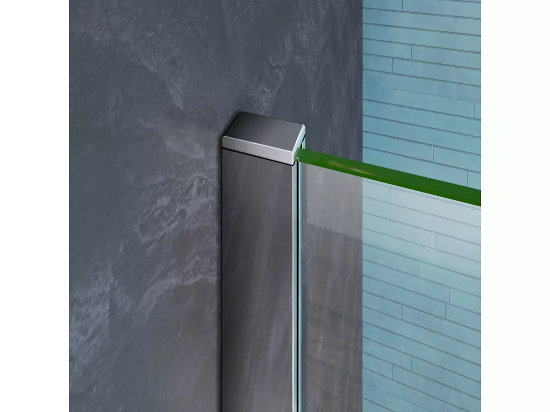 Paroi de douche fixe à l'italienne 140x200cm - 10mm verre trempé anticalcaire - Avec barre de fixation 70-120cm en cylindrique