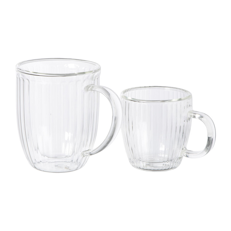 Theeglas dubbelwandig ribbel - ø7.5x8 cm - glas