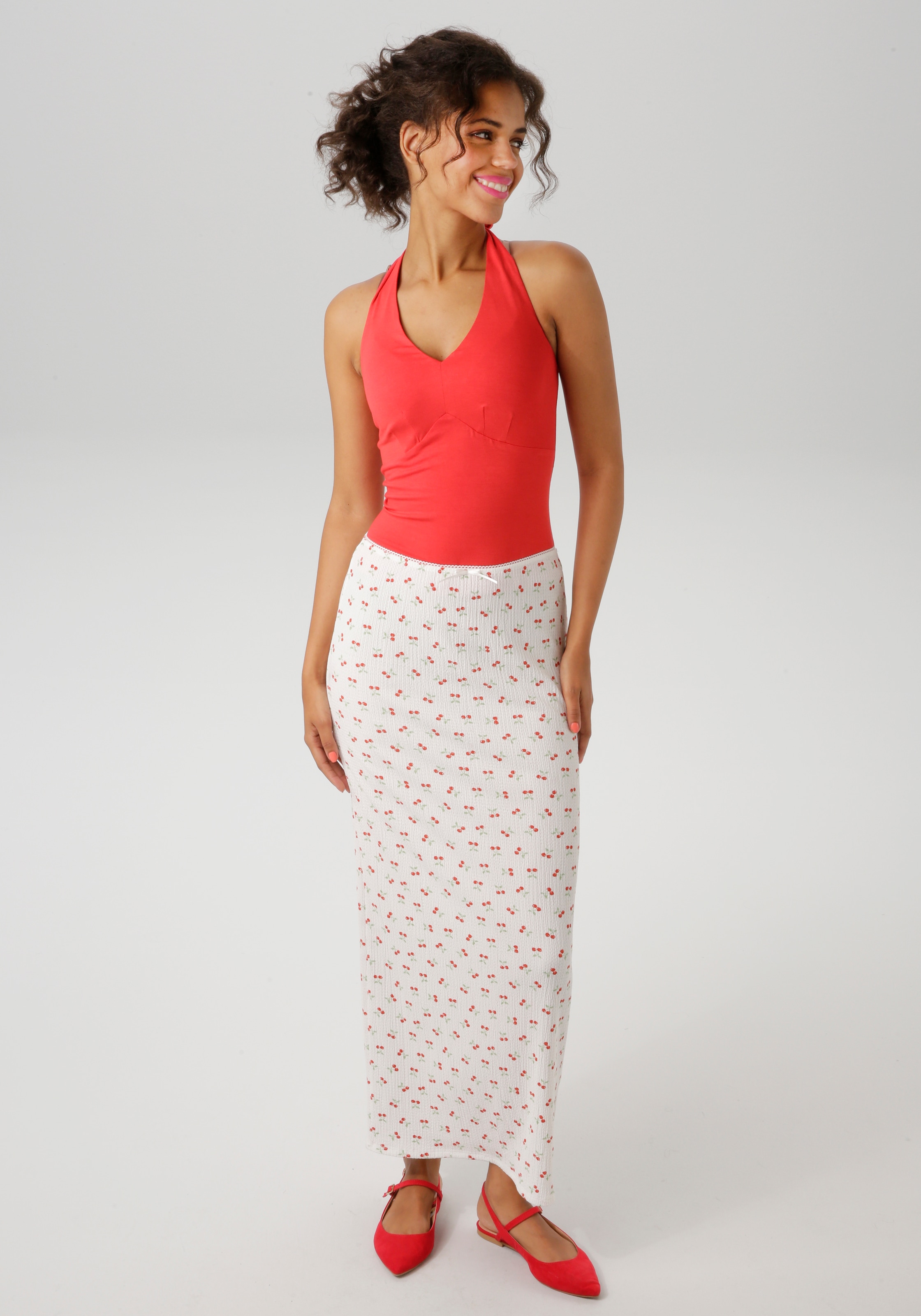 Aniston CASUAL Maxirock , allover mit Kirschen bedruckt