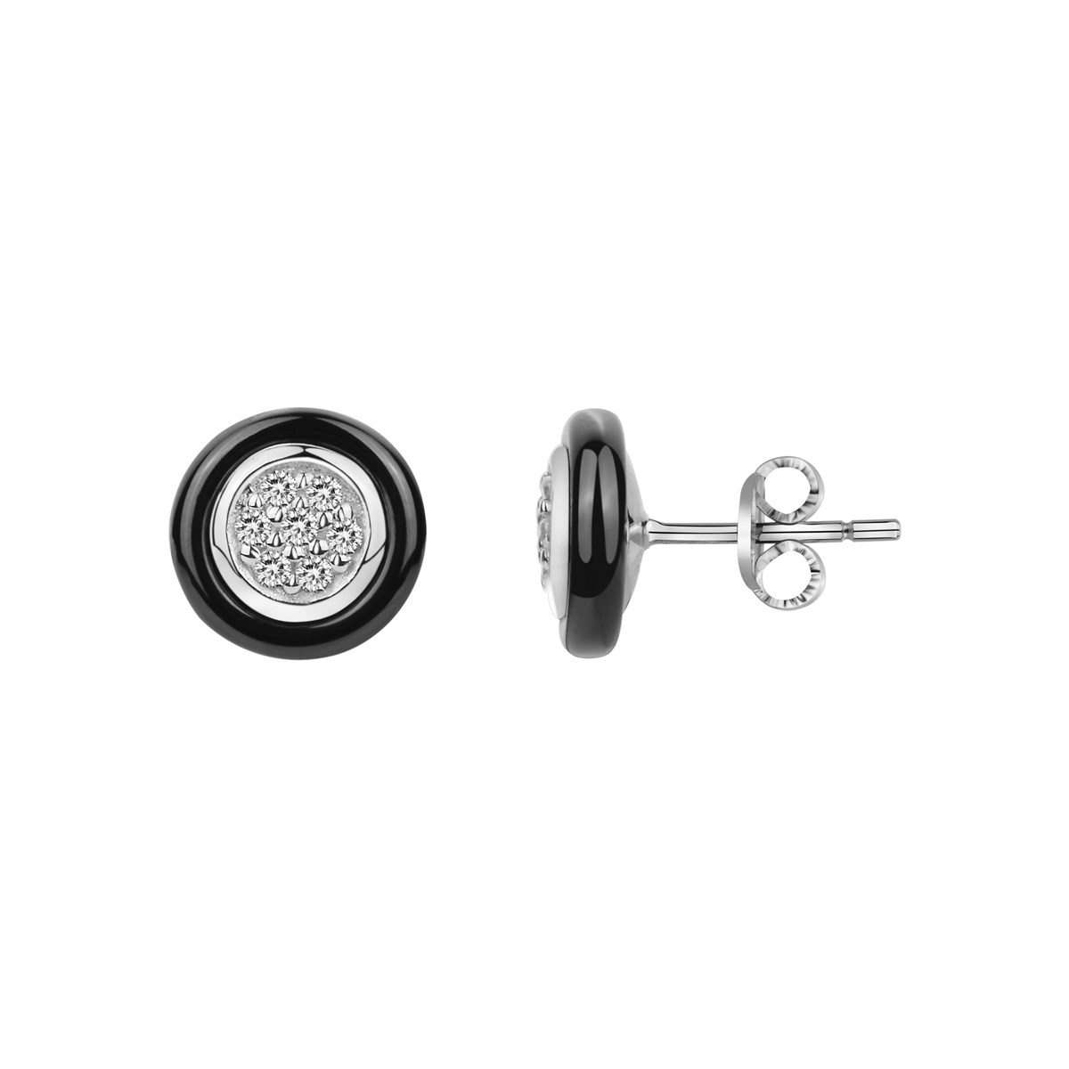 Boucles d'oreilles clous en Argent avec oxyde de zirconium blanc