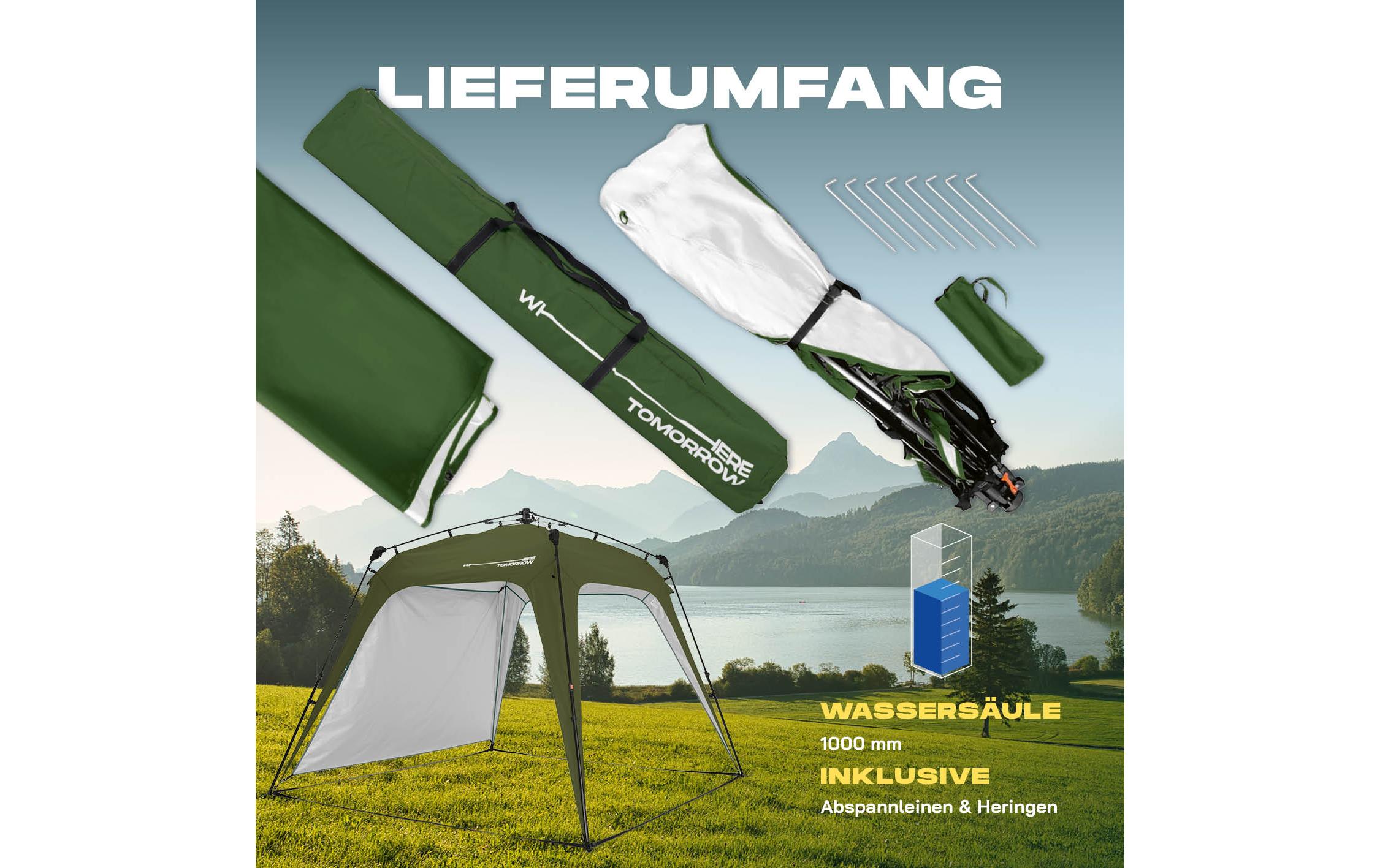 Pavillon Pop Up - Dunkelgrün<br>Outdoor-Pavillon mit Seitenschutz