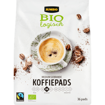 Jumbo Biologisch Medium Gebrande Koffiepads 36 Stuks