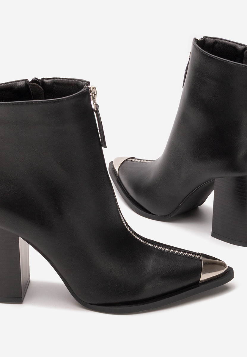 Bottines à gros talon noires Penia