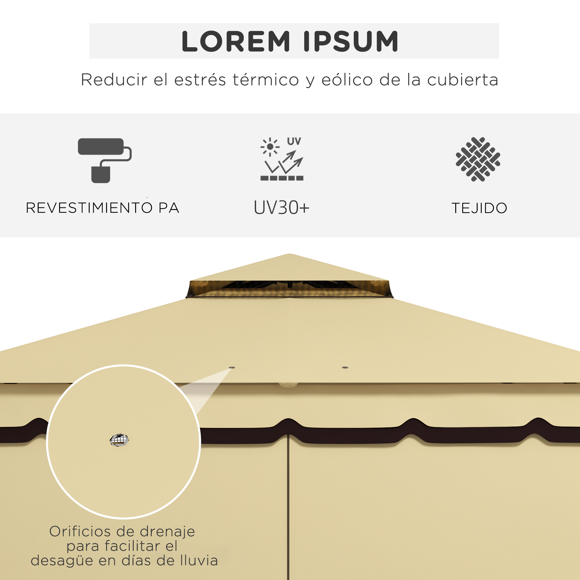 Gazebo de jardim bege Outsunny