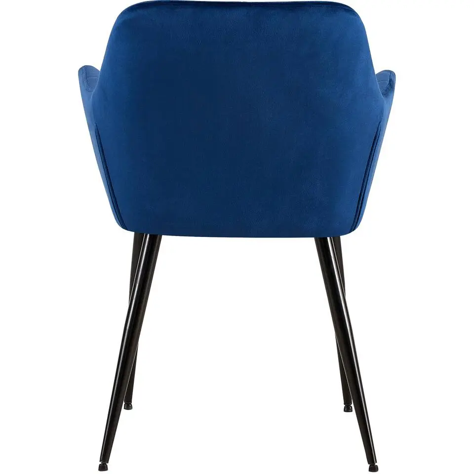 CLP Eetkamerstoel Emia zwart Frame - Fluweel - blauw