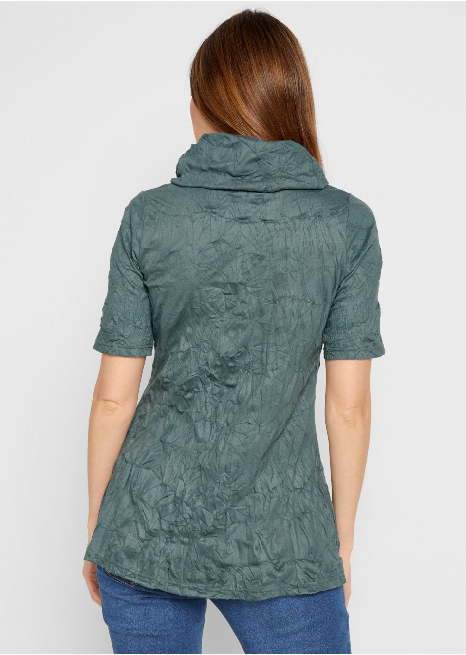 T-shirt tunique froissé avec manches mi-longues