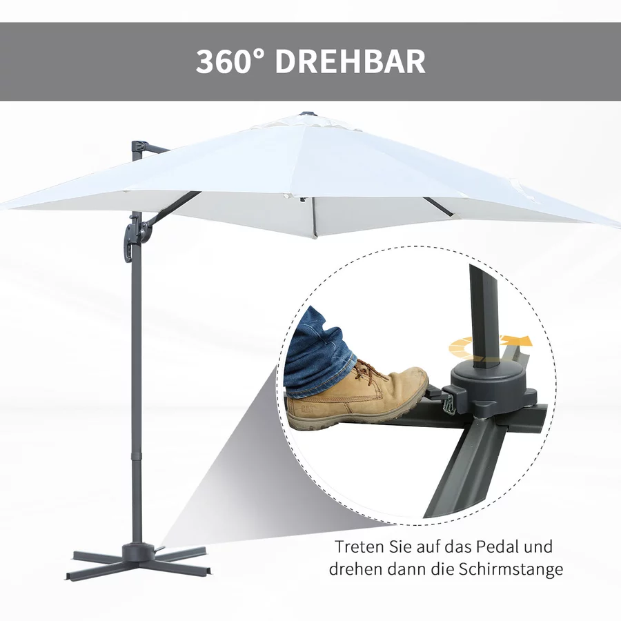 Outsunny Sonnenschirm mit 5-stufiger Neigung schwarz, beige