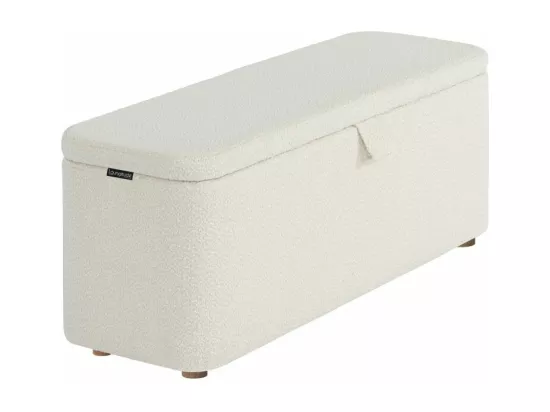 PISTACHE - Bout de lit avec rangement en tissu bouclette - Blanc
