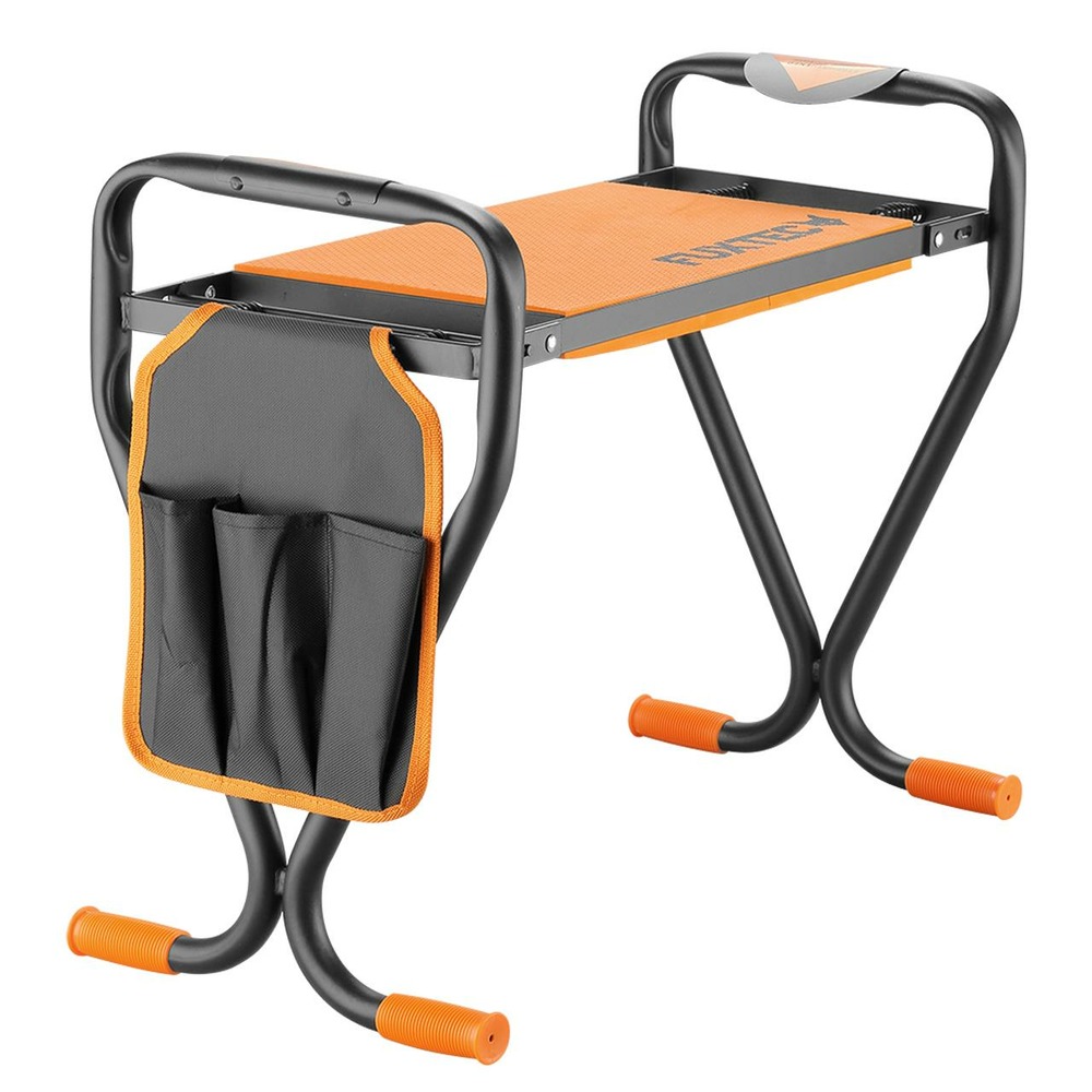Agenouilloir de jardin - fx-kb1 - noir orange, 100 kg, avec rangement