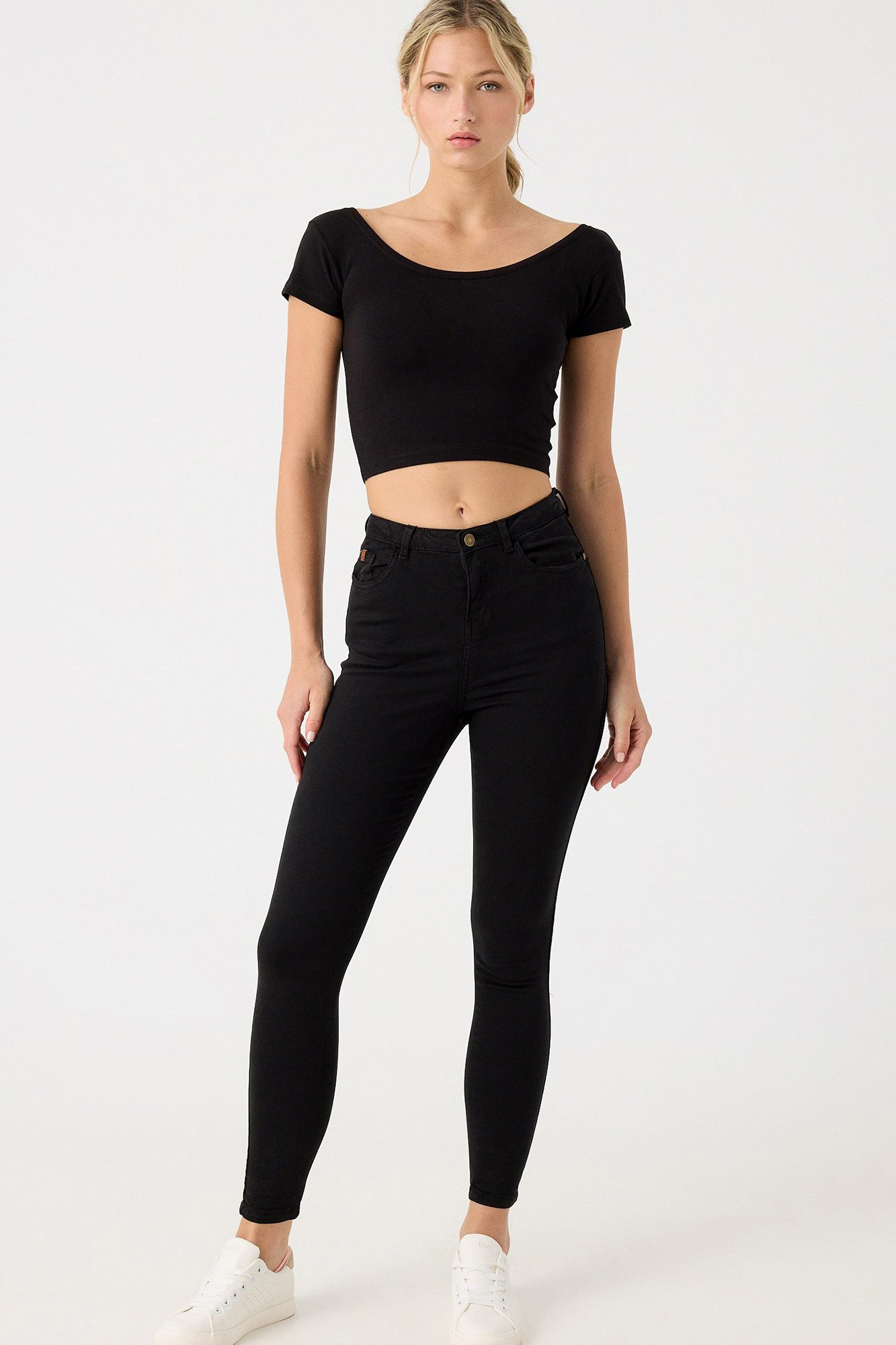 Calças Skinny de Cintura Alta