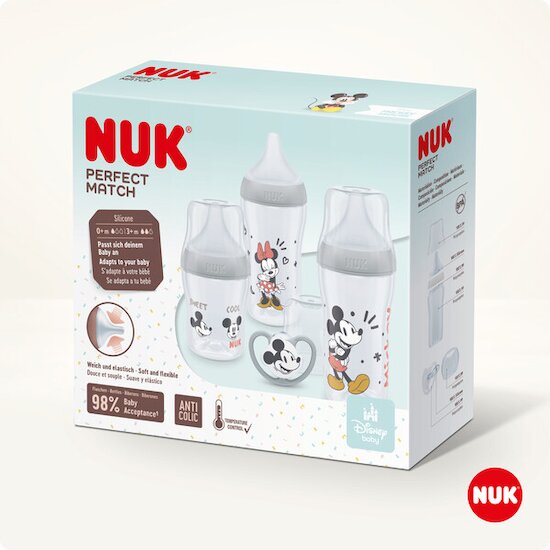 Coffret Naissance Perfect Match Biberons + Sucette   Mickey Mouse        de               Nuk