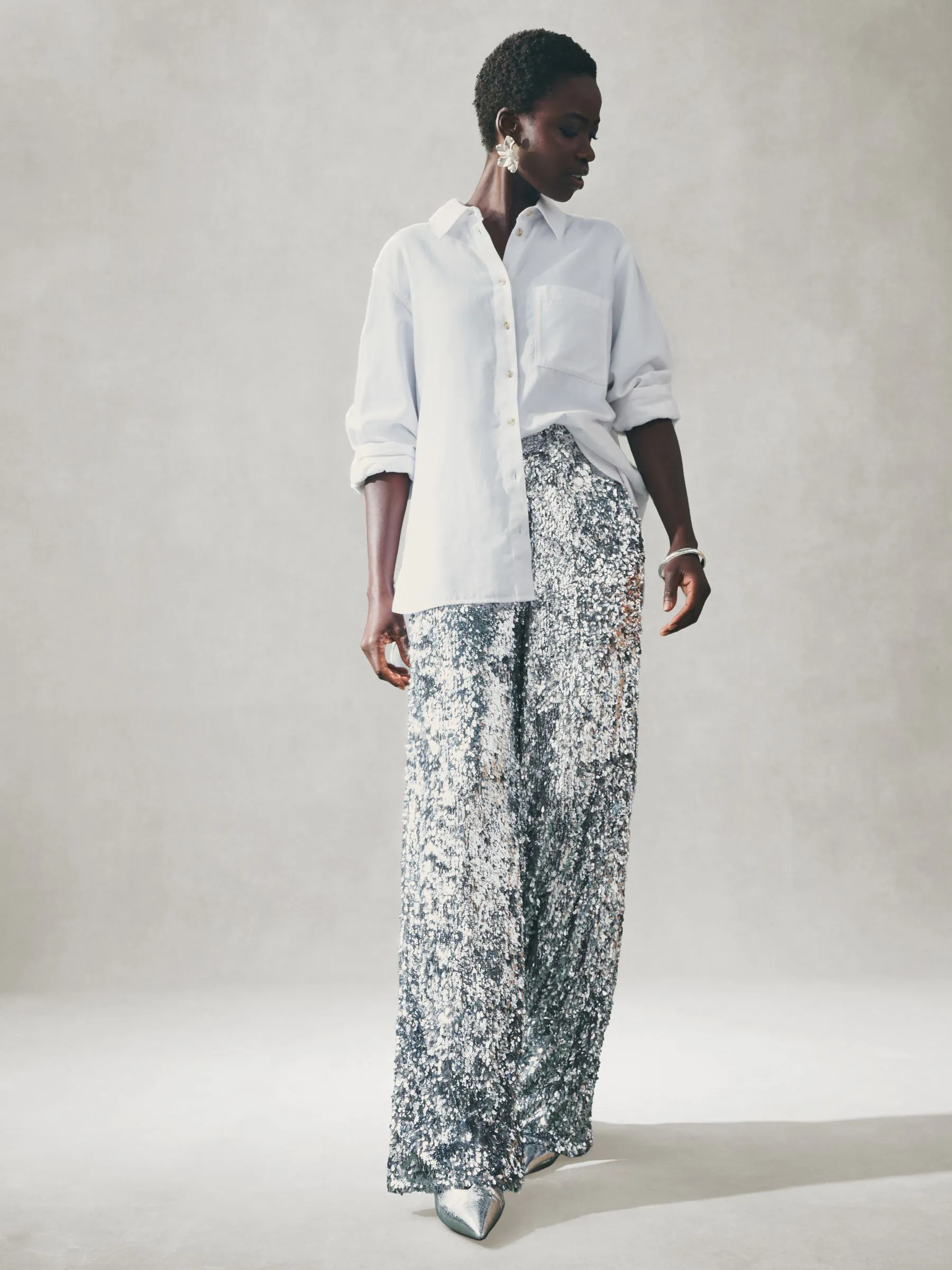 Nothing Ordinary Sequin High Waist Wide Leg Trousers
