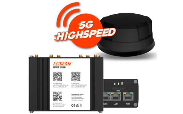 Selfsat 5G Cat 12 WLAN Router MWR 5540 bis 2,6 Gbps inkl. Panorama Antenne