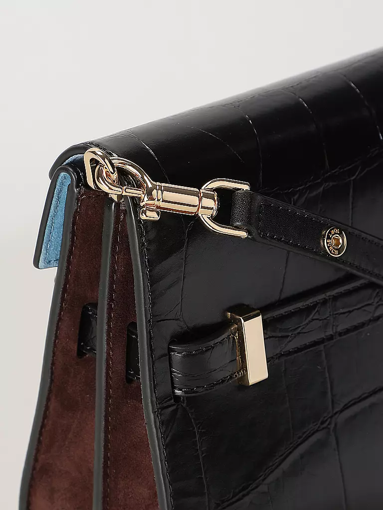 TORY BURCH Ledertasche - Umhängetasche LEE RADZIWILL CROC  schwarz