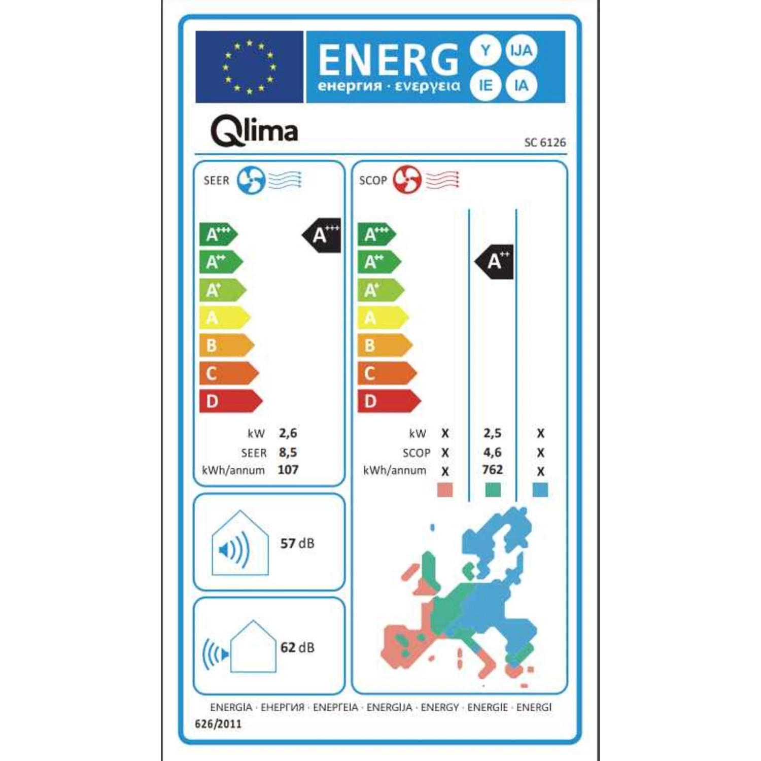Qlima SC 6126 Split unit airco - 3060W