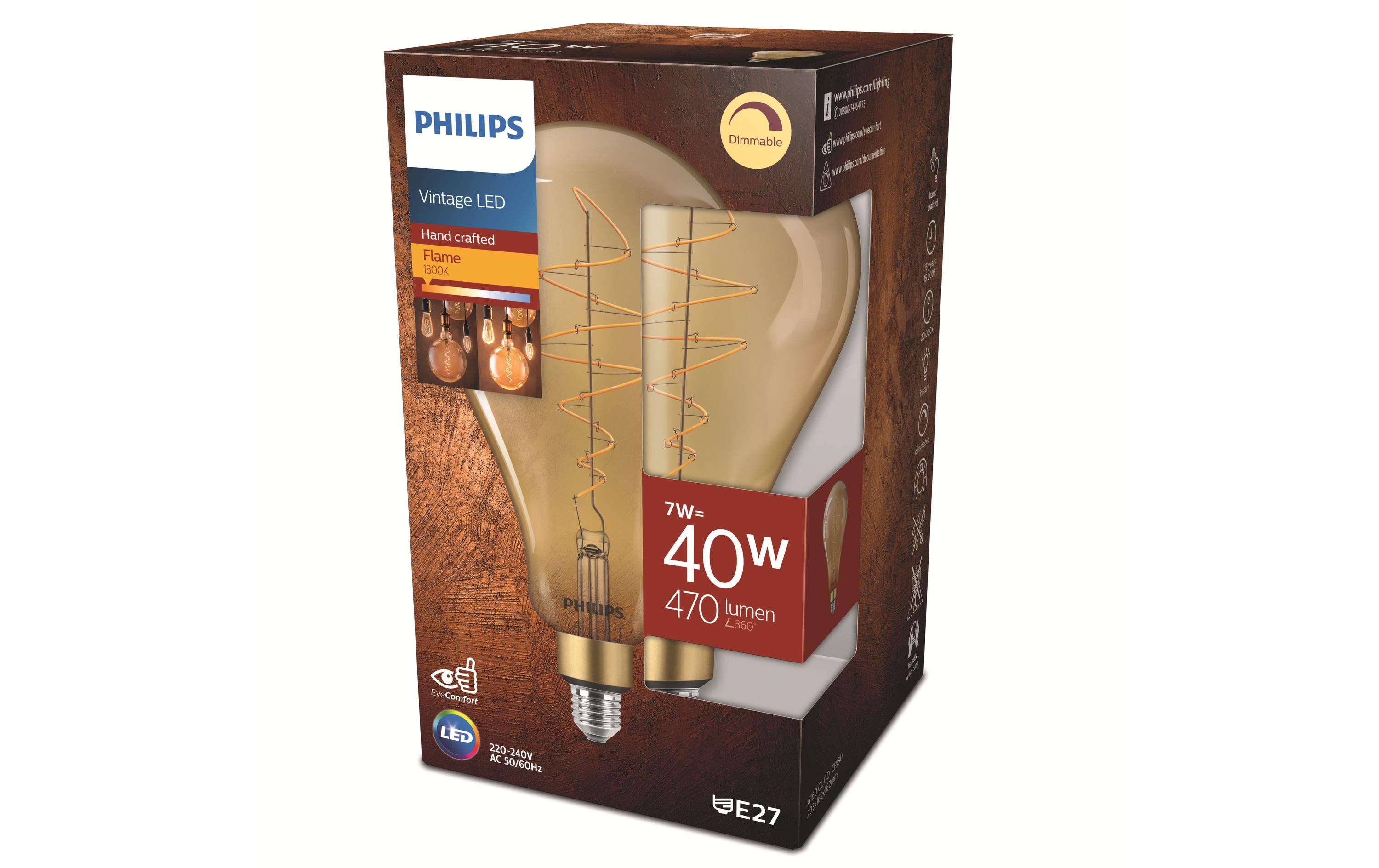 Lampe LED classic-giant 40W E27 A160 GOLD DIM WarmweissDekoratives LED-Leuchtmittel G160 mit sichtbarem Glühfaden und flammenfarbiger Farbtemperatur