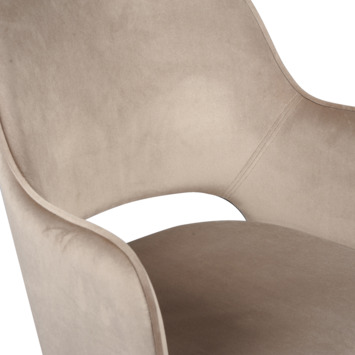 KARWEI eetkamerstoel Puck beige fluweel polyester met armleuning